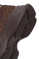 Derimod Zero Woman Brown Lace-Up Fabric Sneaker with Stone Details | Derimod