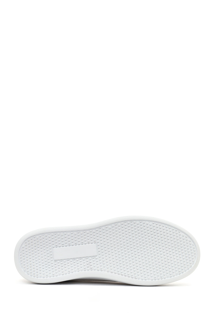 Men's White Lace-Up Thick-Soled Leather Sneaker