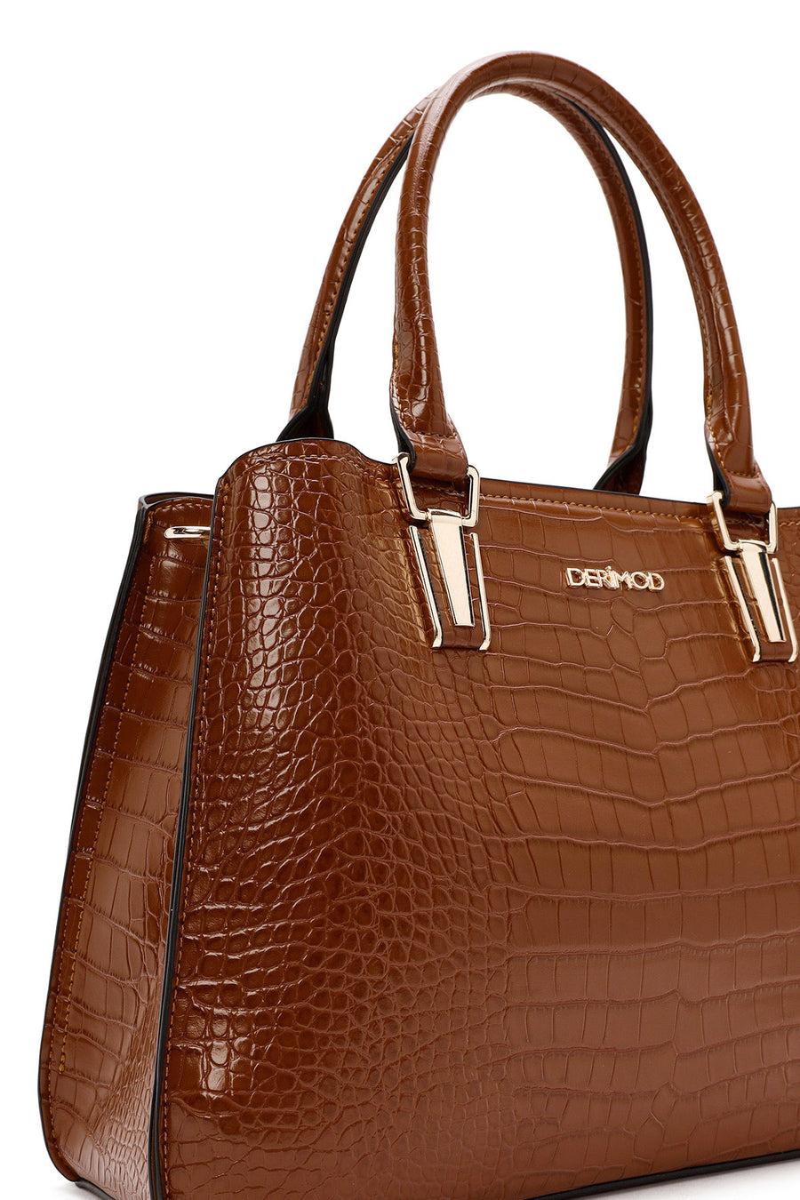 Women's Brown Long Strap Crocodile Handbag