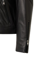 Vanessa Women's Black Shirt Collar Short Oversize Leather Jacket | Derimod