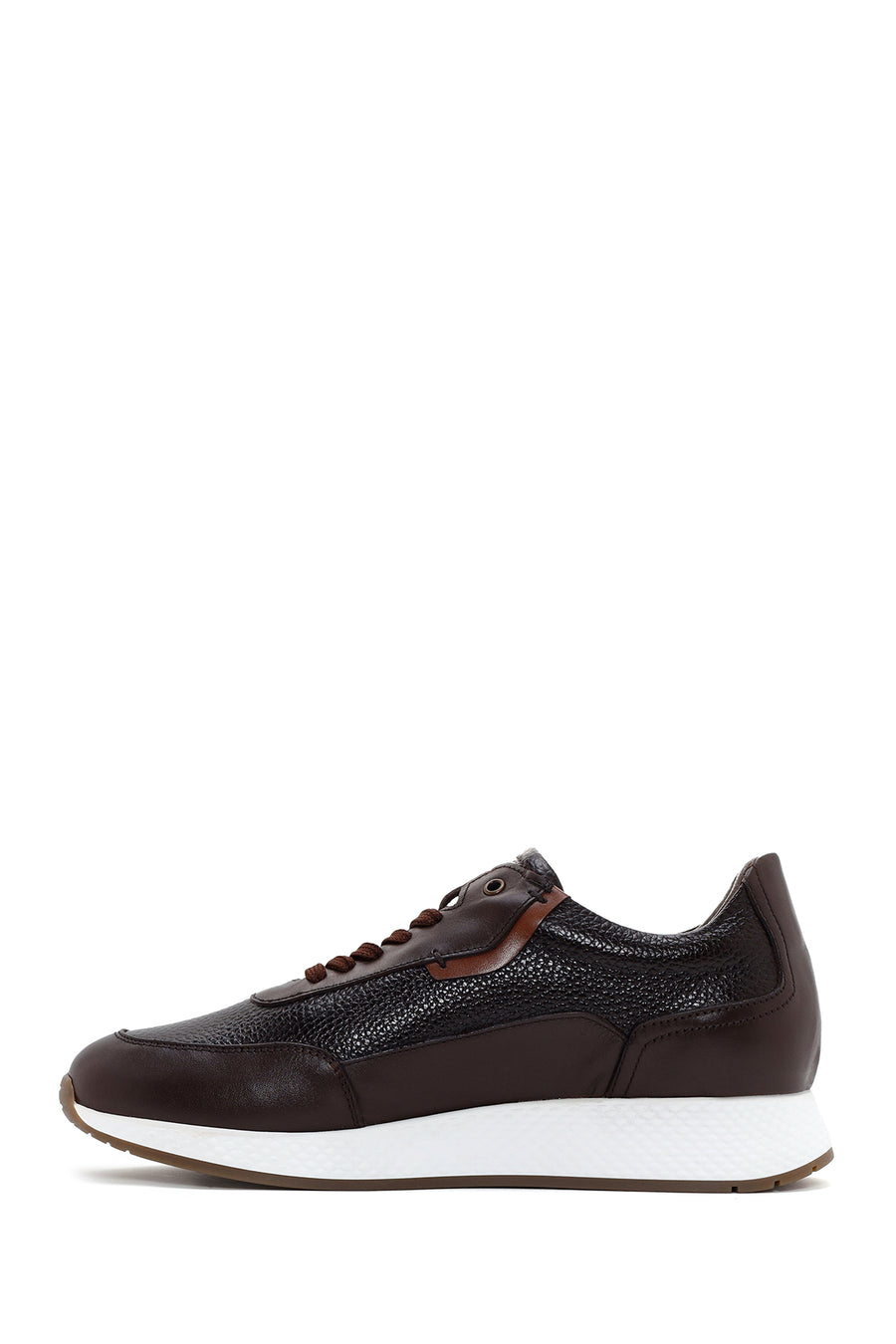 Men's Brown Thick Sole Leather Casual Sneaker