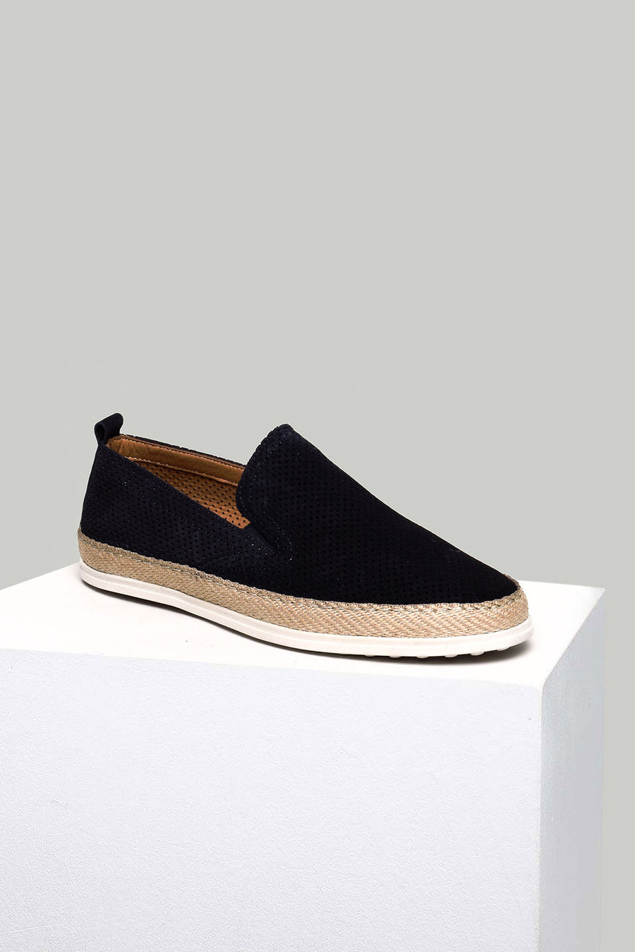 Navy Blue Suede Leather Men's Espadrille 18SFD323010 | Derimod