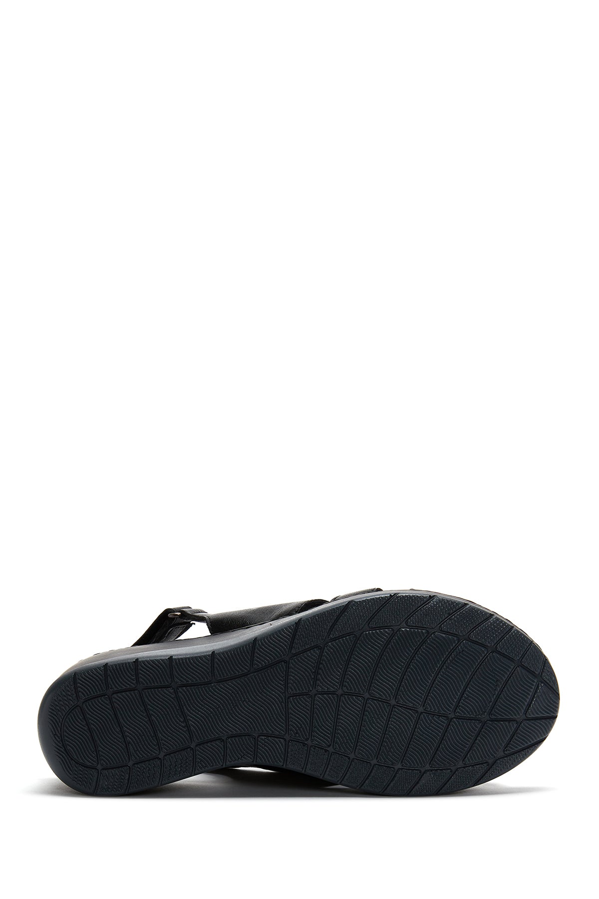 Kadın Siyah Deri Dolgu Topuk Comfort Sandalet