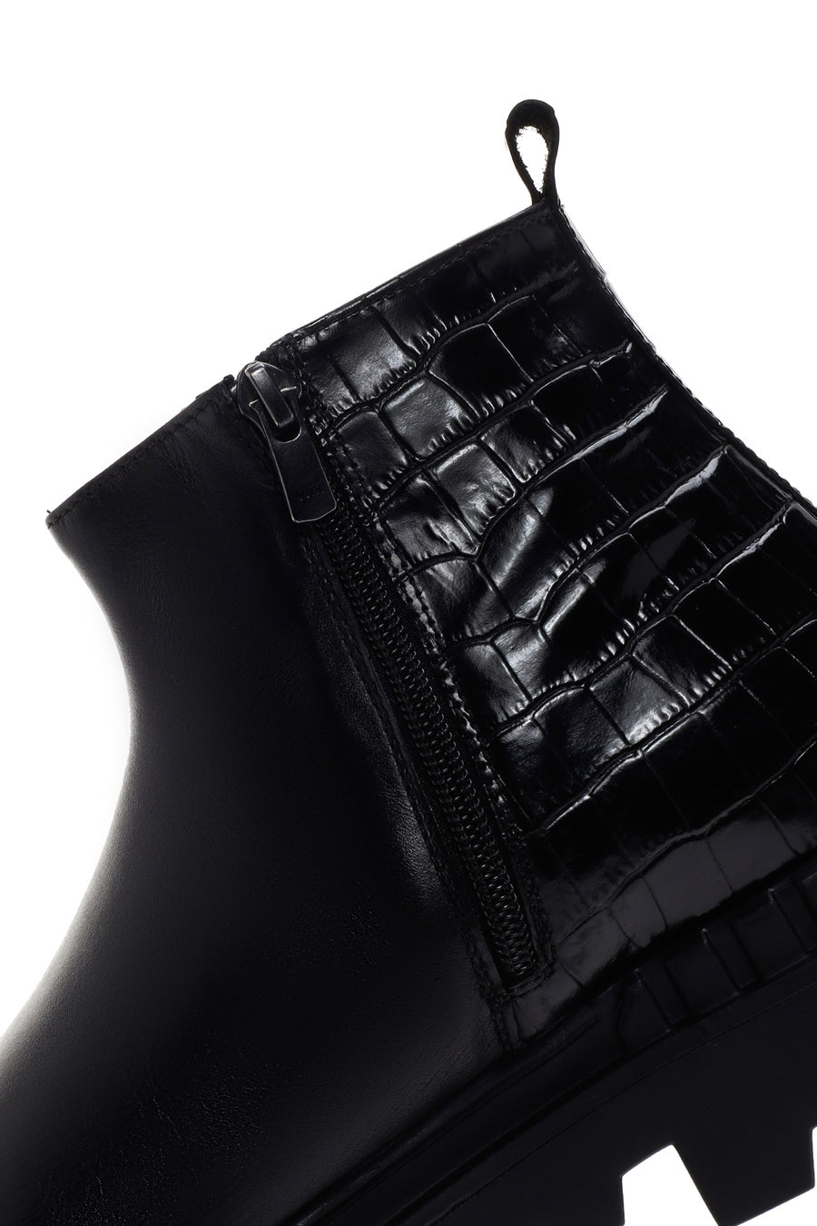 Men's Black Zippered Leather Casual Boots