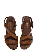 Women's Tan Leather Bodrum Sandals | Derimod