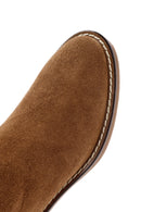 Women's Brown Zippered Thick Heel Suede Leather Boots | Derimod