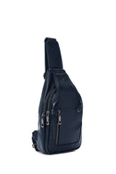 Men's Navy Blue Leather Crossbody Bag | Derimod