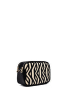 Women's Black Long Strap Patterned Crossbody Bag | Derimod