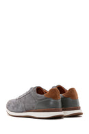 Men's Gray Suede Leather Printed Sneaker | Derimod