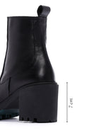 Women's Black Leather Zippered Heeled Boots | Derimod