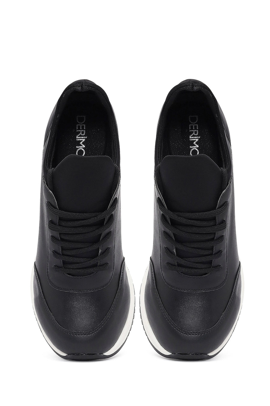 Kadın Siyah Bağcıklı Dolgu Topuklu Sneaker