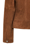 Layla Women's Brown Biker Suede Leather Jacket | Derimod