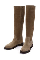 Women's Brown Suede Leather Boots | Derimod