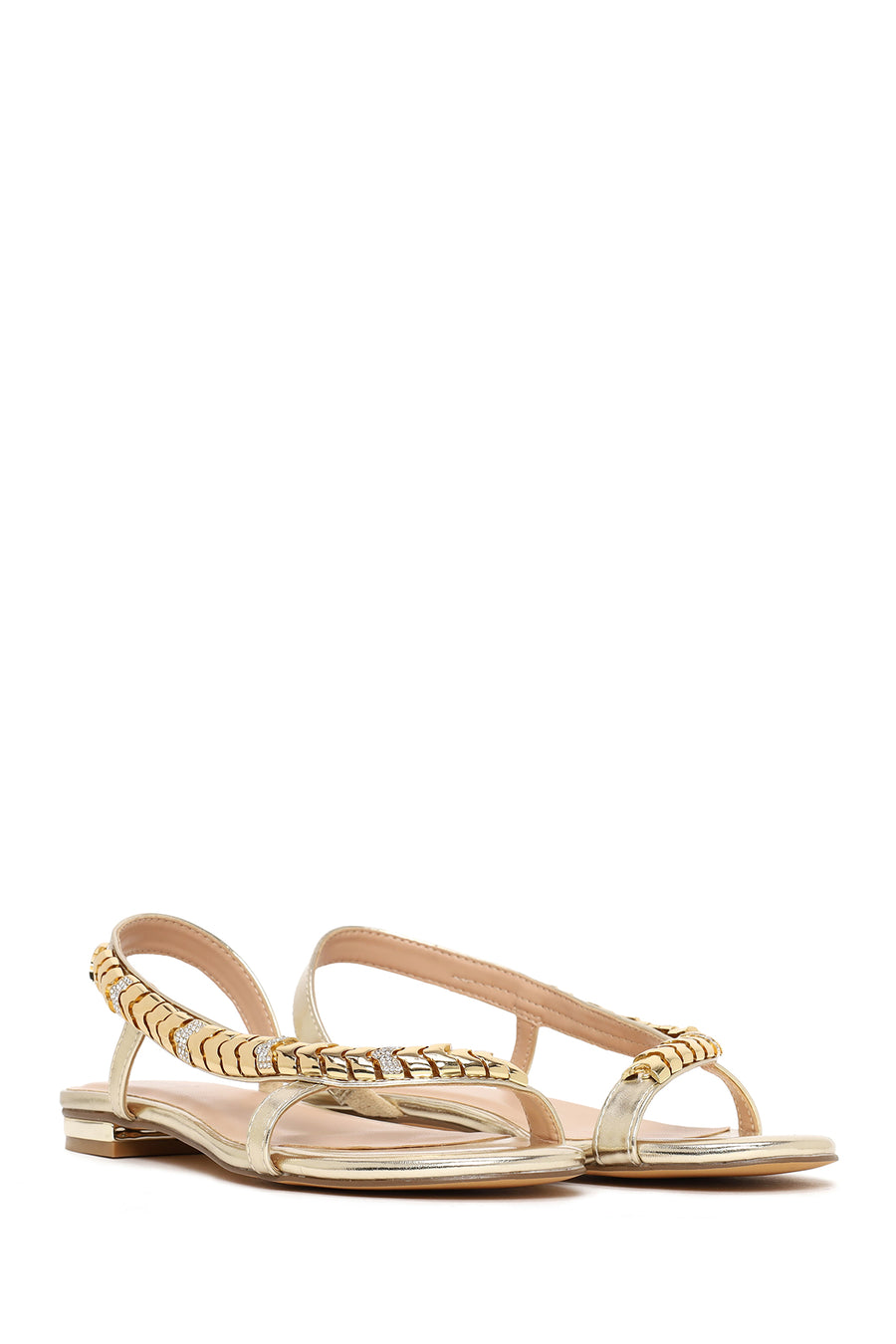 Woman Gold Stone-Embellished Sandal
