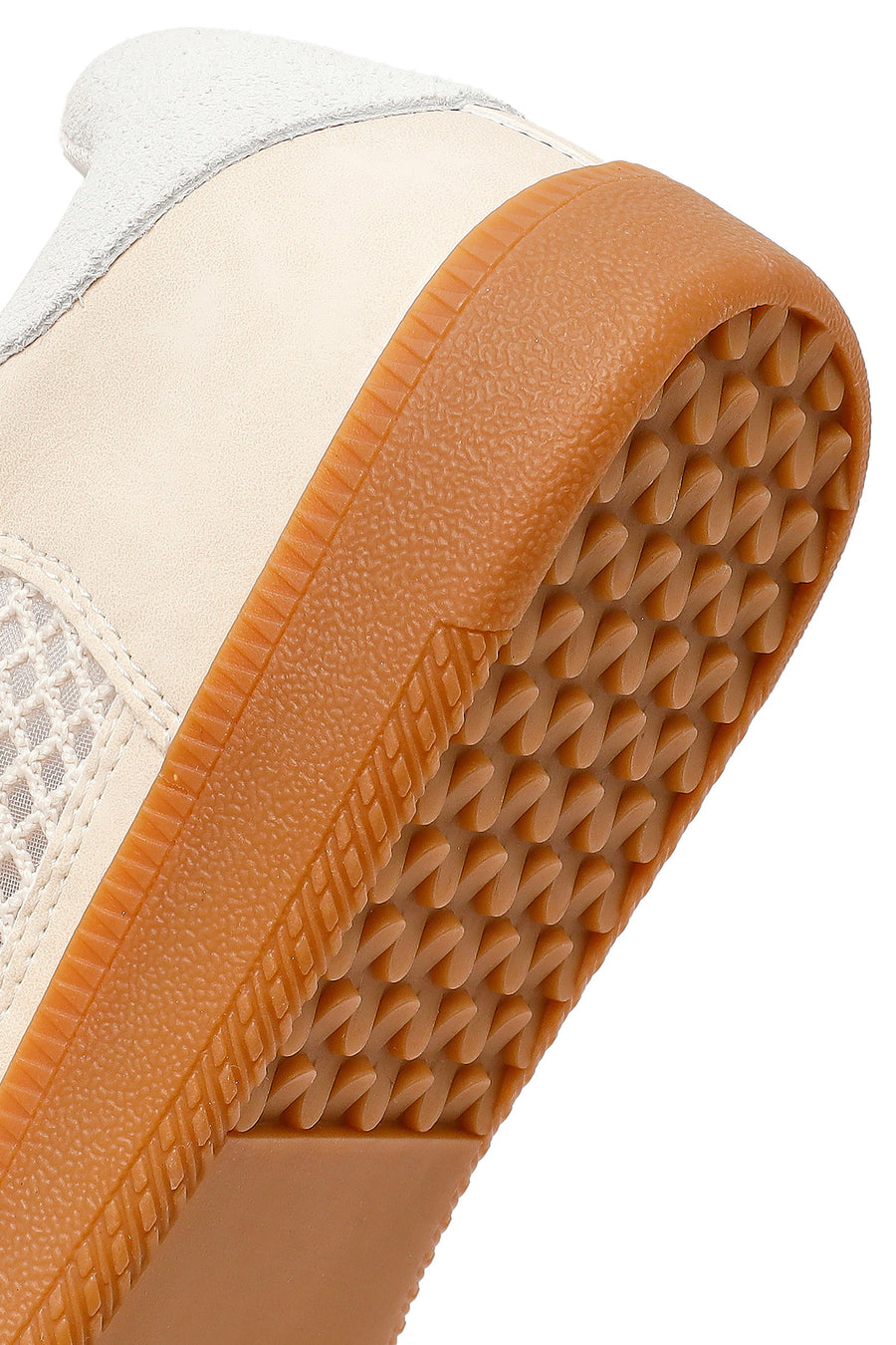 Women's Beige Lace-Up Mesh Suede Leather Sneaker