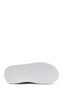 Women's Silver Thick Sole Side Zipper Leather Sneaker | Derimod