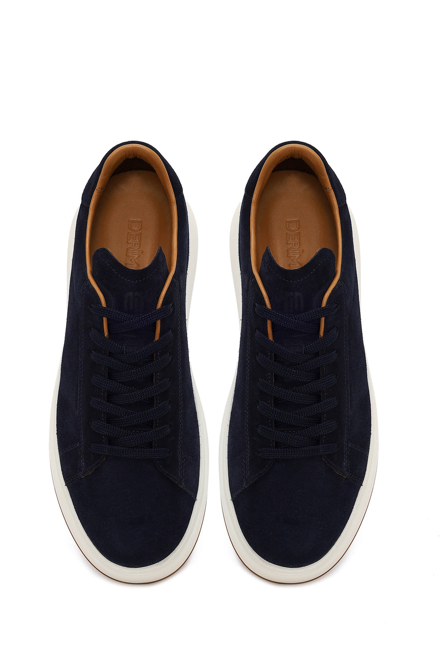 Erkek Lacivert Bağcıklı Kalın Tabanlı Süet Deri Sneaker