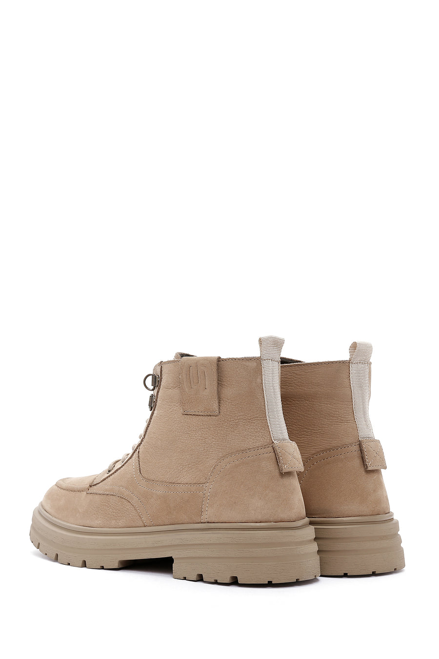 Men's Beige Casual Nubuck Leather Boots