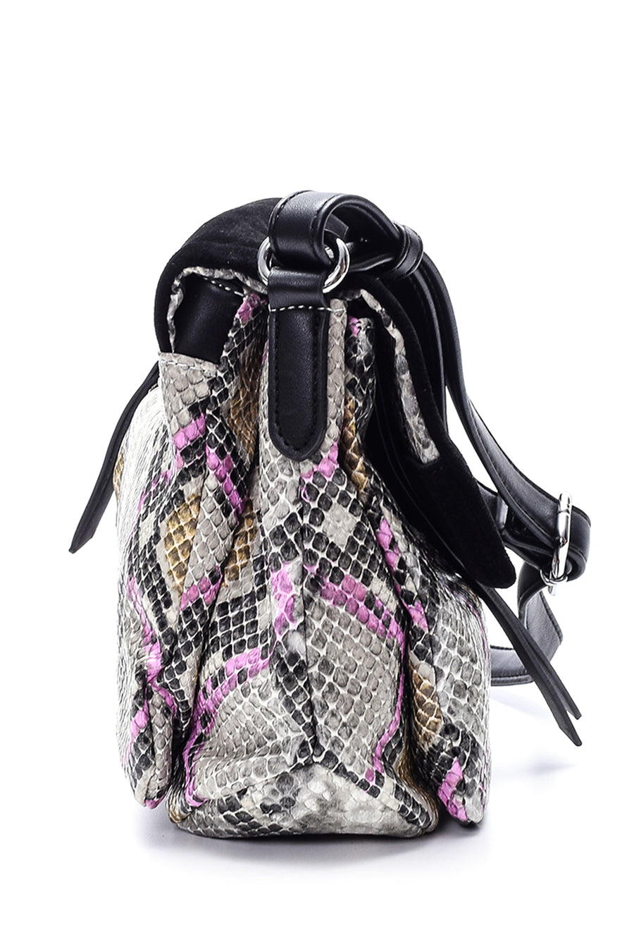 Women's Crocodile Patterned Suede Bag