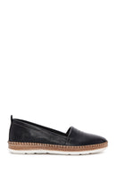 Women's Black Leather Comfort Loafer | Derimod