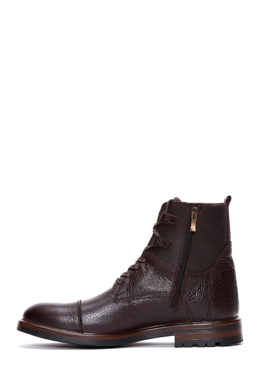 Men's Brown Leather Zippered Boots