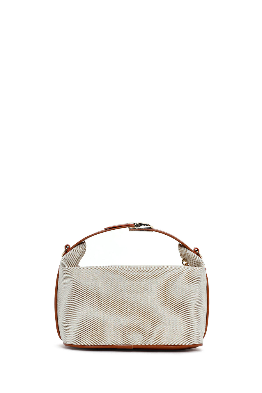 Woman Beige Long Strap Denim Mini Crossbody Bag