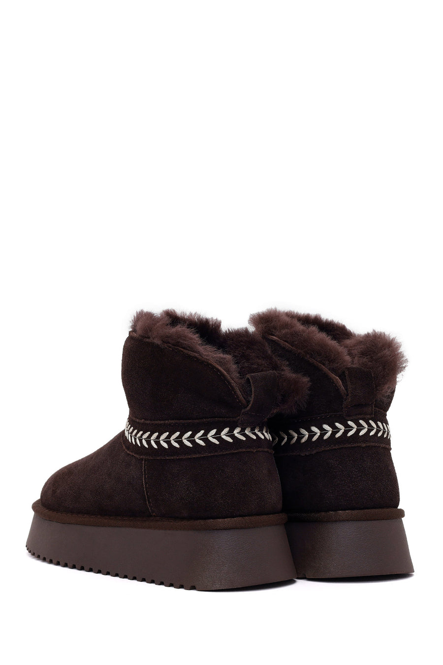 Woman Brown Thick-Soled Suede Teddy Boots