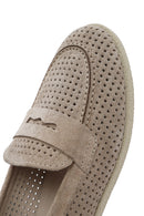 Women's Beige Suede Leather Loafer | Derimod