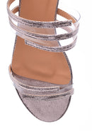 Women's Transparent Detailed Silver Slippers | Derimod