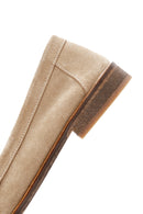 Women's Beige Suede Leather Masculine Loafer | Derimod