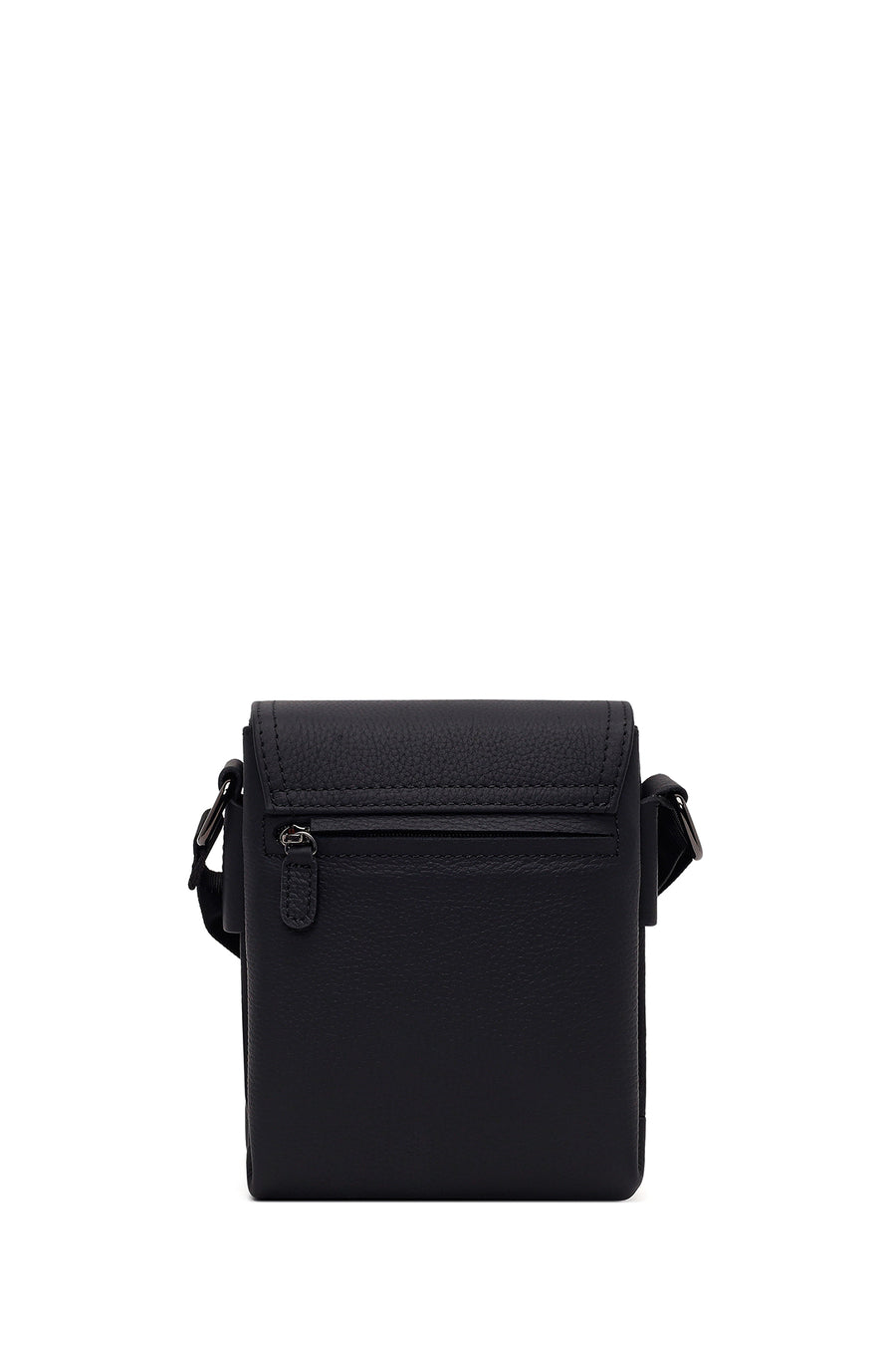 Male Black Long-Strap Leather Messenger Bag