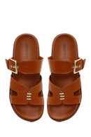 Women's Tan Buckled Slippers | Derimod