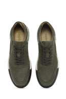 Erkek Yeşil Bağcıklı Kalın Tabanlı Nubuk Deri Sneaker | Derimod