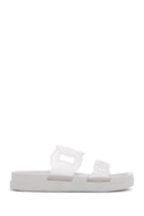 Women's White Transparent Flat Slippers | Derimod