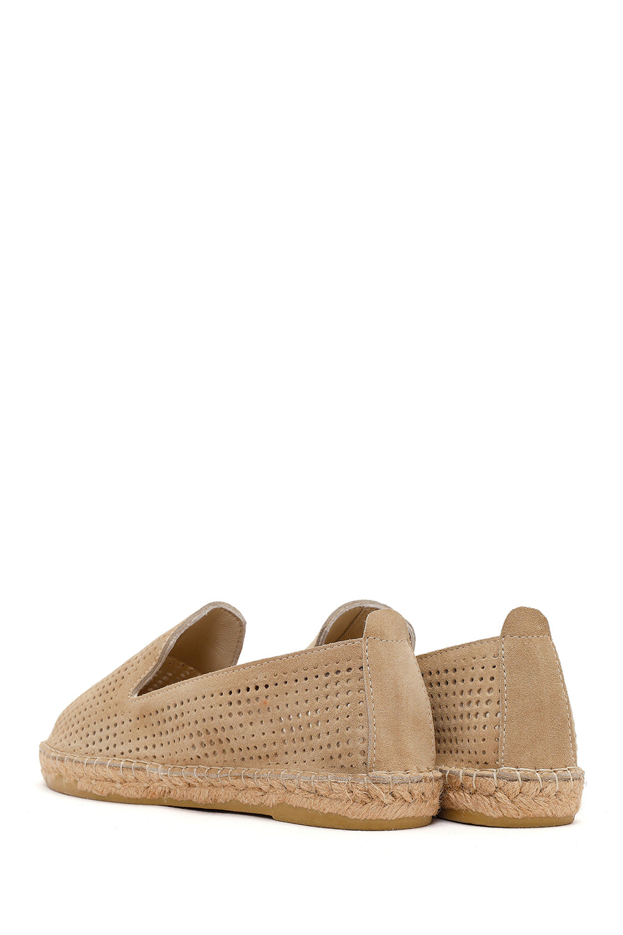 Women's Beige Patterned Suede Leather Espadrilles