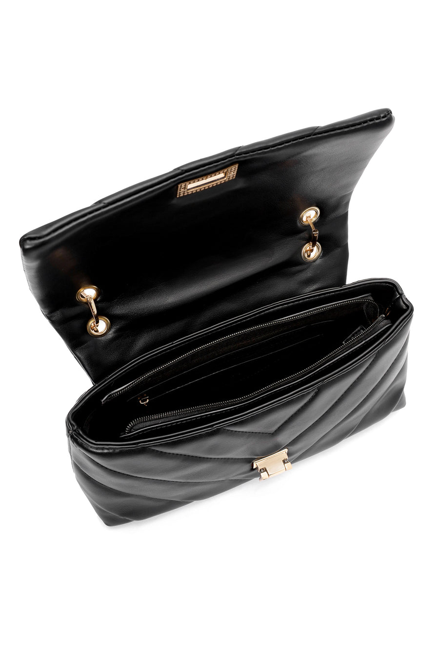 Women's Black Chain Strap Quilted Shoulder Bag