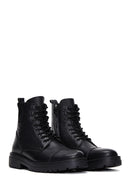 Men's Black Leather Zippered Boots | Derimod