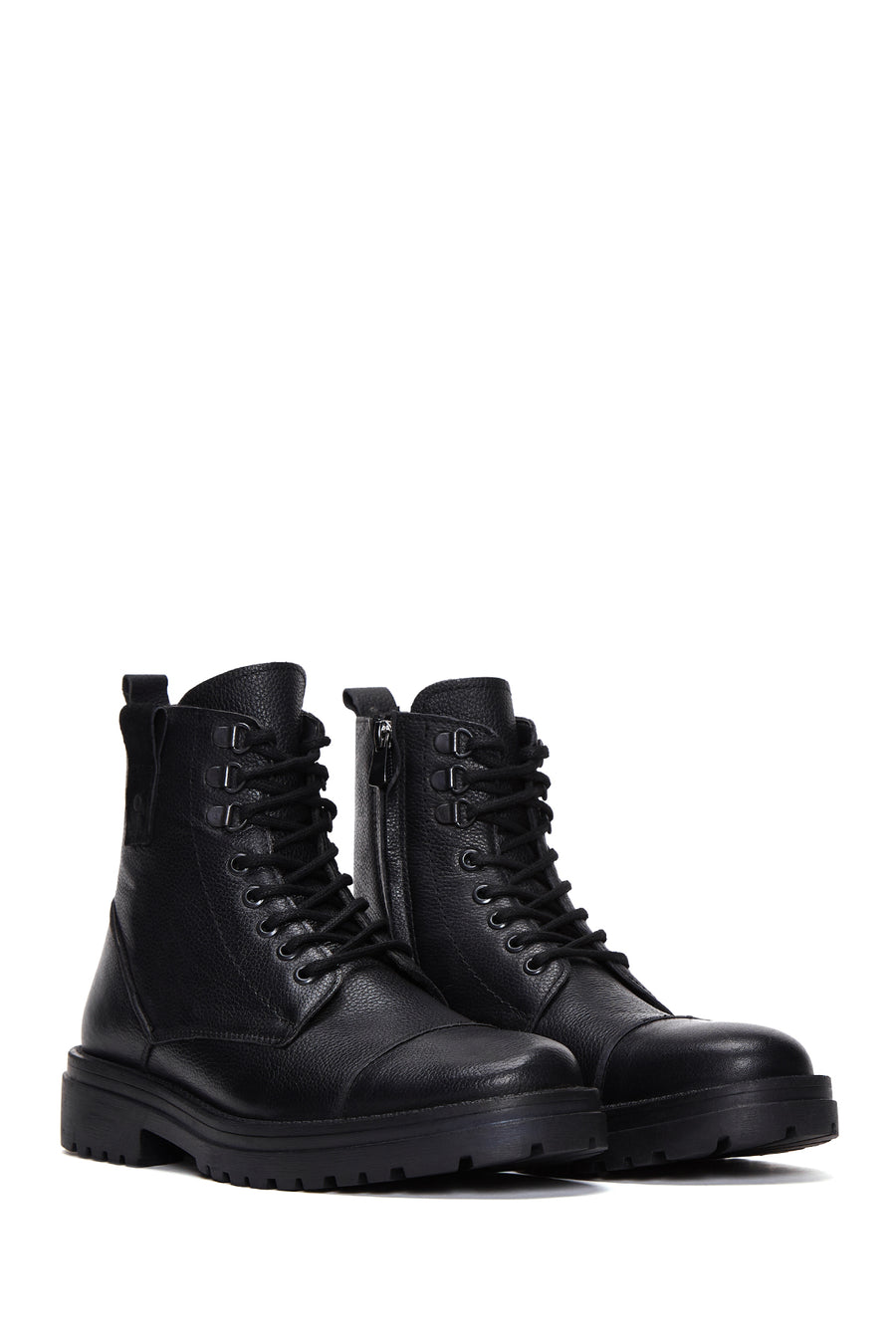Men's Black Leather Zippered Boots