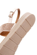 Kadın Pembe Altın Taşlı Düz Sandalet | Derimod