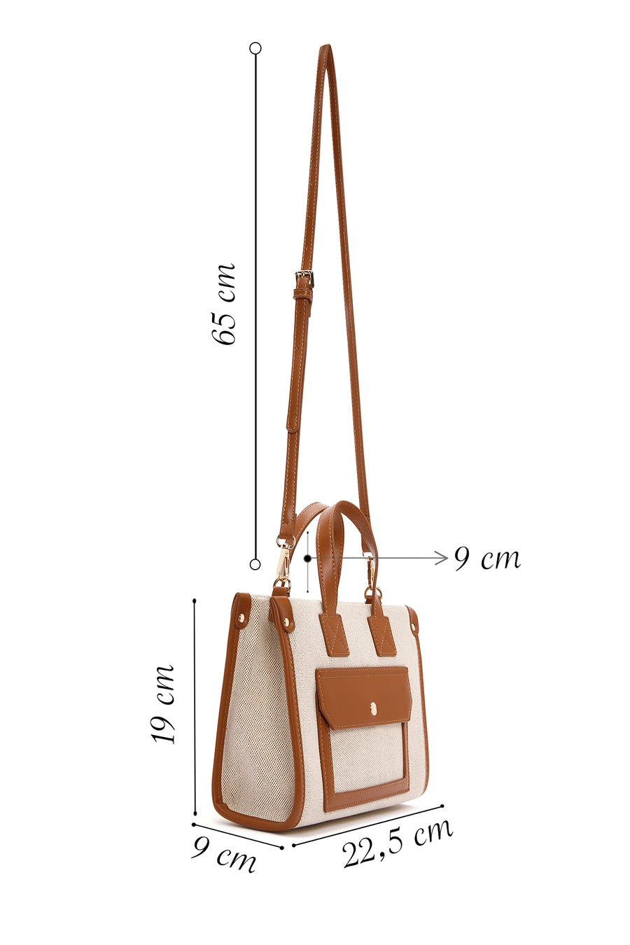 Women's Tan Long Strap Fabric Handbag