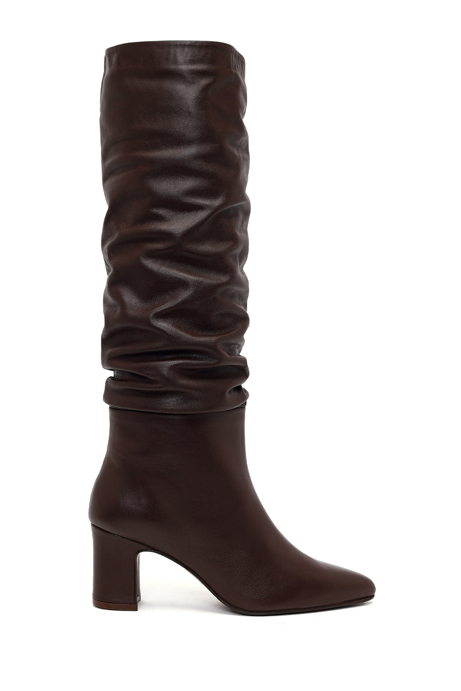 Woman Brown Thick-heeled Leather Boots WF160011DV | Derimod