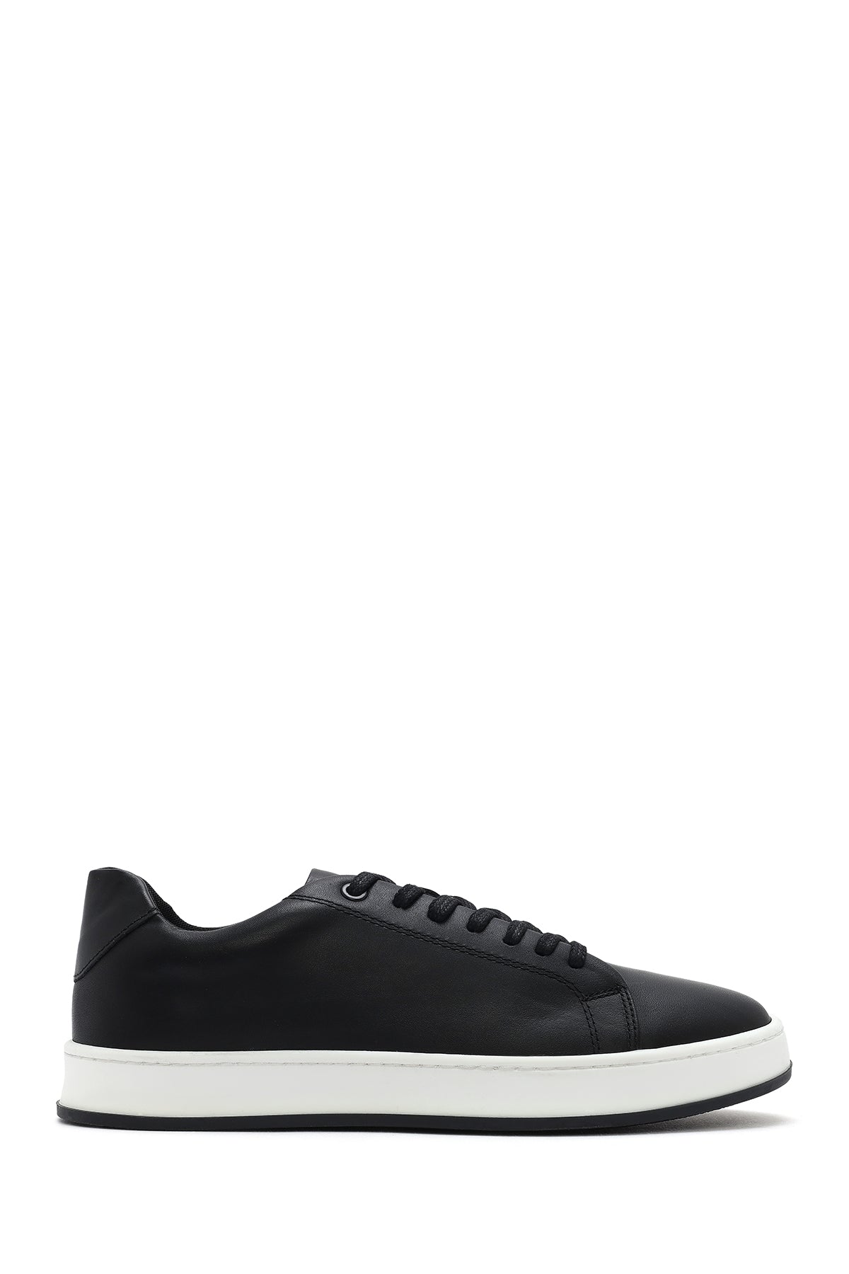 Erkek Siyah Bağcıklı Deri Sneaker 25SFD660118 | Derimod