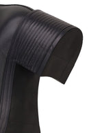 Woman Black Zip Closure Thick-Heeled Leather Boots | Derimod