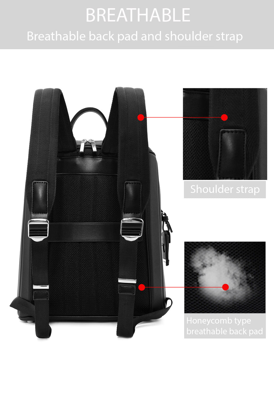 D-Pack Unisex Black Fabric Backpack