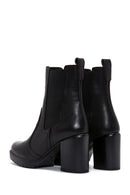 Women's Black Leather Heeled Chelsea Boots | Derimod