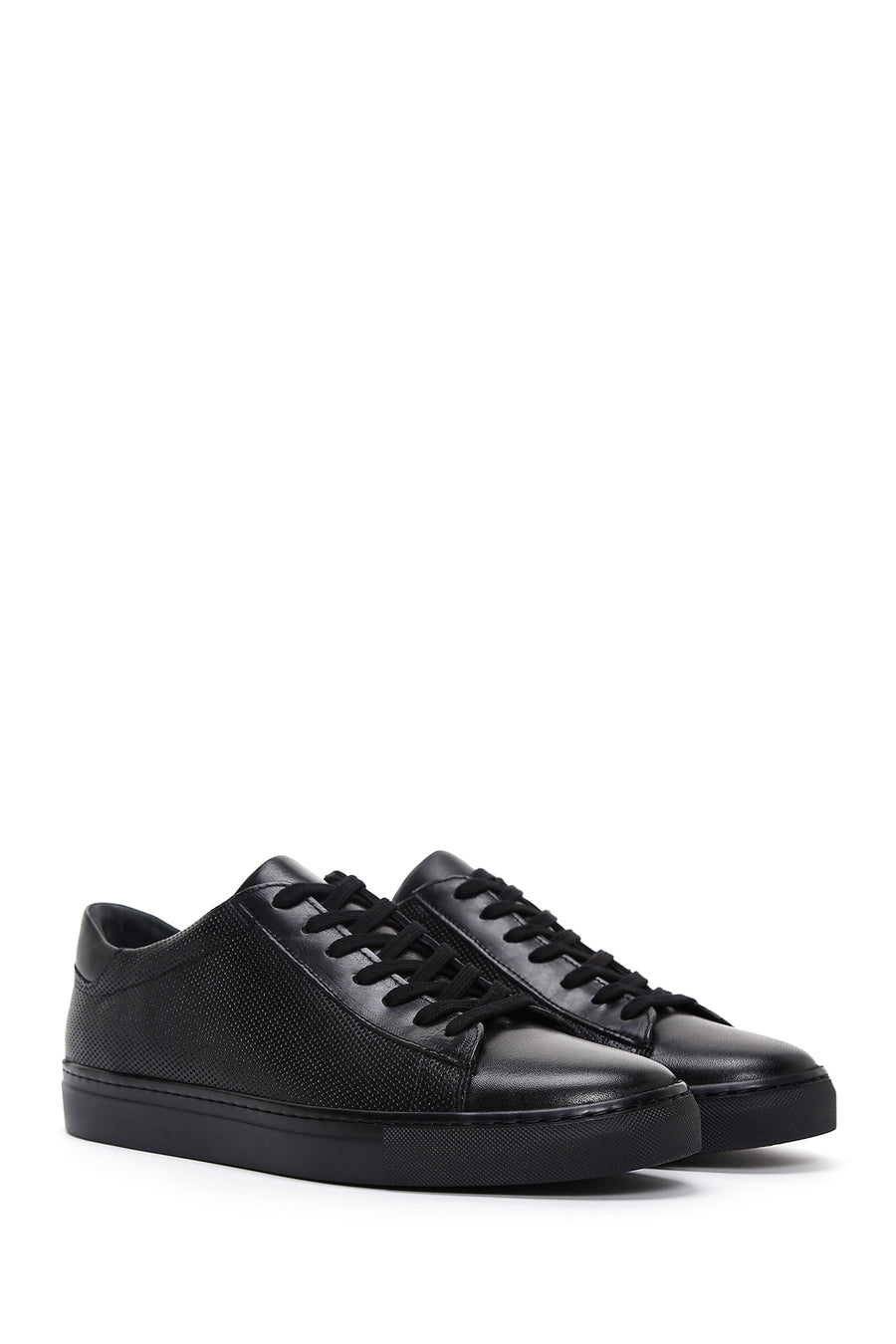 Men's Black Lace-up Leather Sneaker