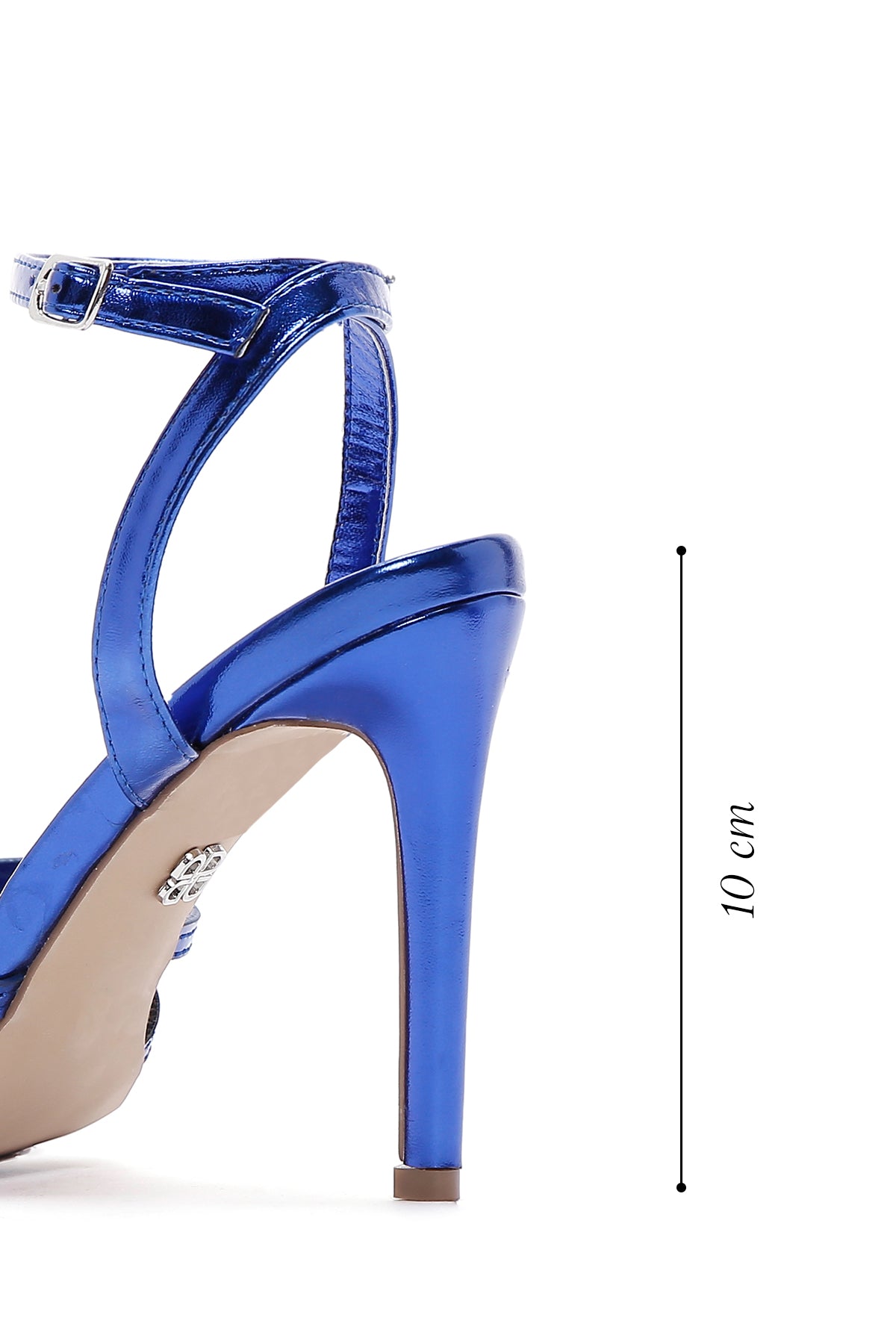 Kadın Mavi Bilekten Bantlı İnce Topuklu Sandalet