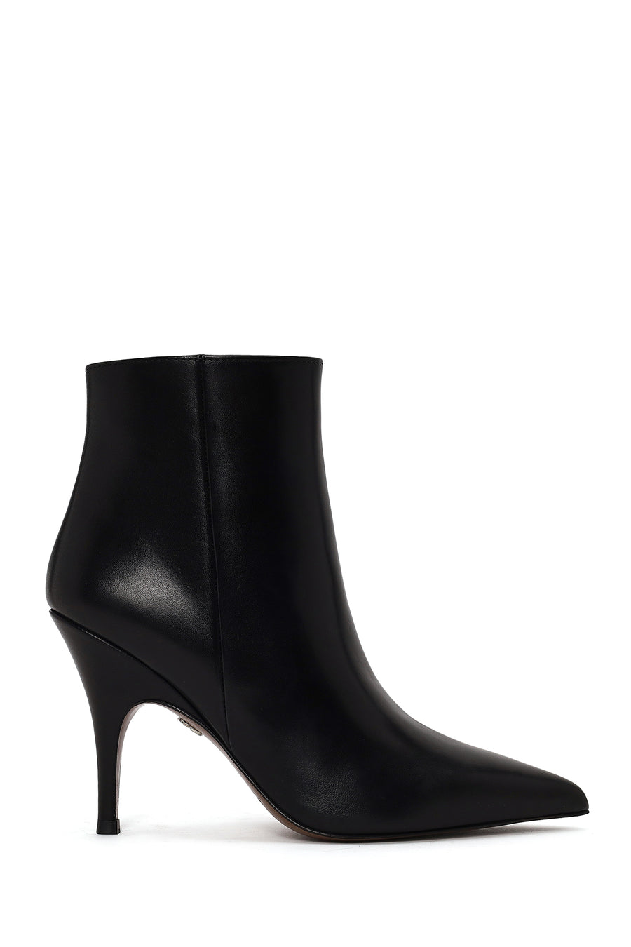 Woman Black Zip Closure Stiletto Heel Leather Boots WF100007DV | Derimod