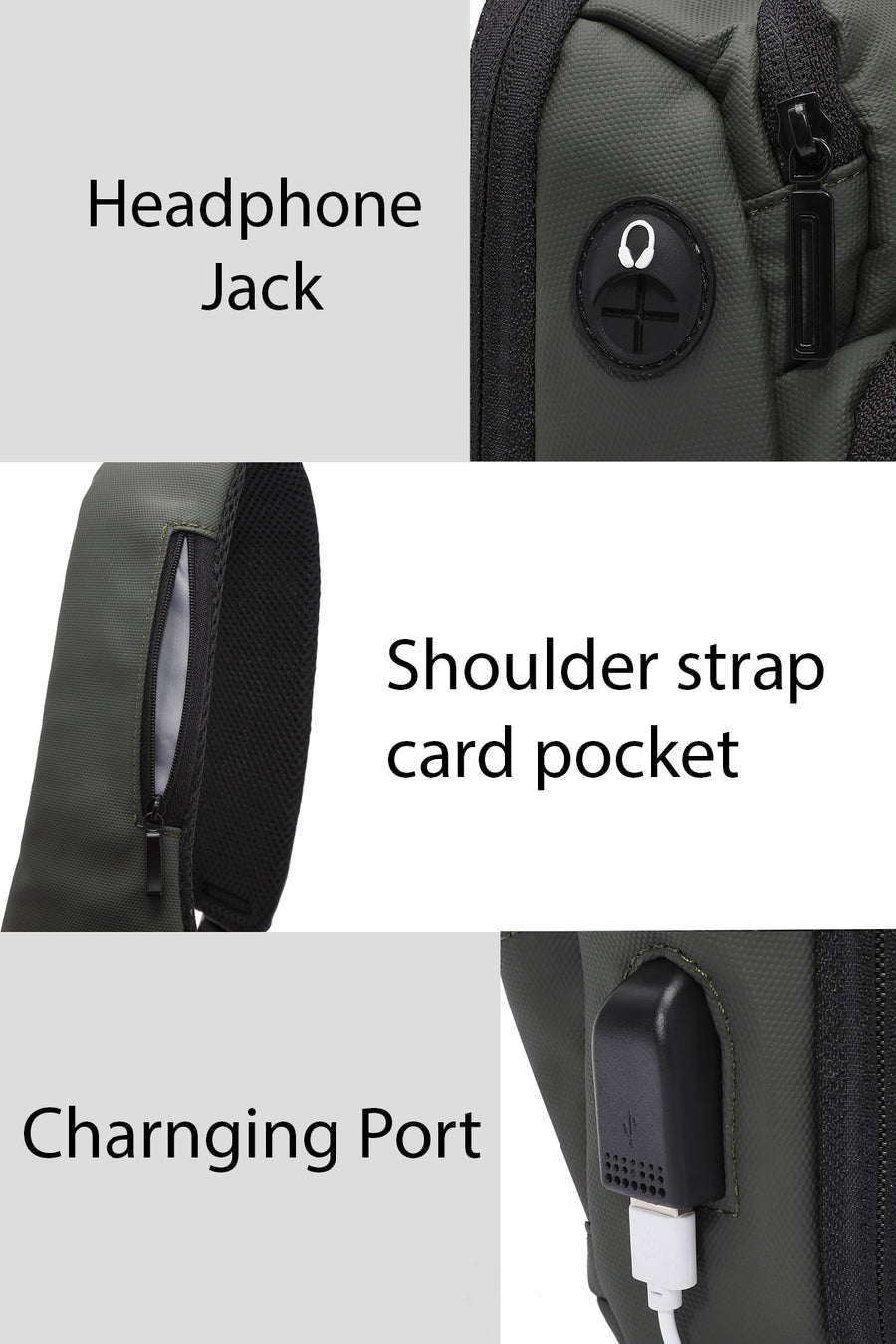 D-Pack Men's Khaki Technological Fabric Crossbody Bag