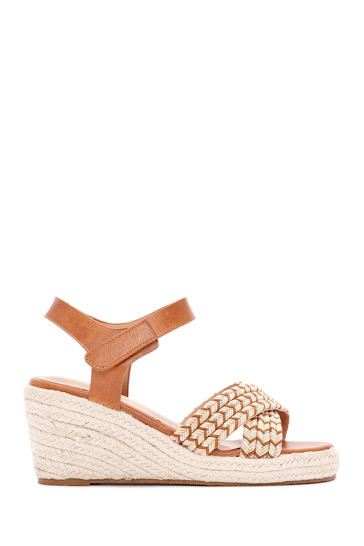 Women's Tan Wedge Heels Espadrille 24SFE467114 | Derimod